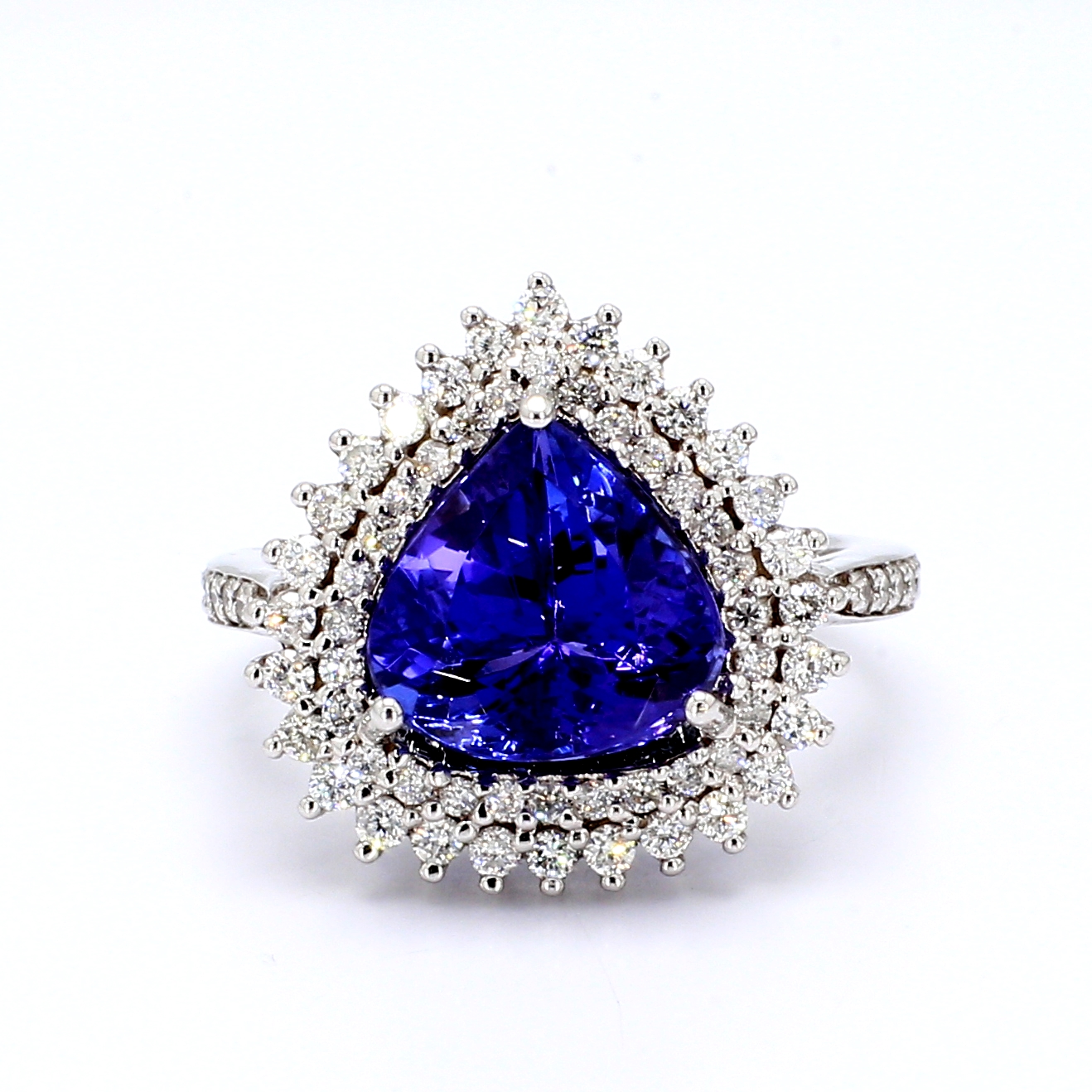 14K White Gold Heart Tanzanite and Diamond Ring, 0.75 ct tw