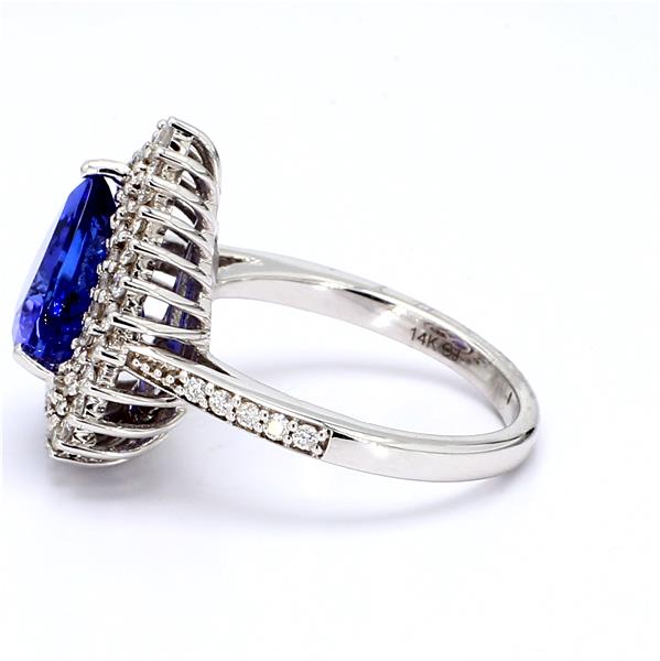 14K White Gold Heart Tanzanite and Diamond Ring, 0.75 ct tw