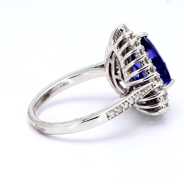 14K White Gold Heart Tanzanite and Diamond Ring, 0.75 ct tw