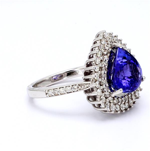 14K White Gold Heart Tanzanite and Diamond Ring, 0.75 ct tw