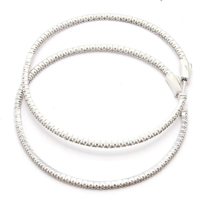 14K White Gold Inside-Out Diamond Hoop Earrings, 1.60 ct tw