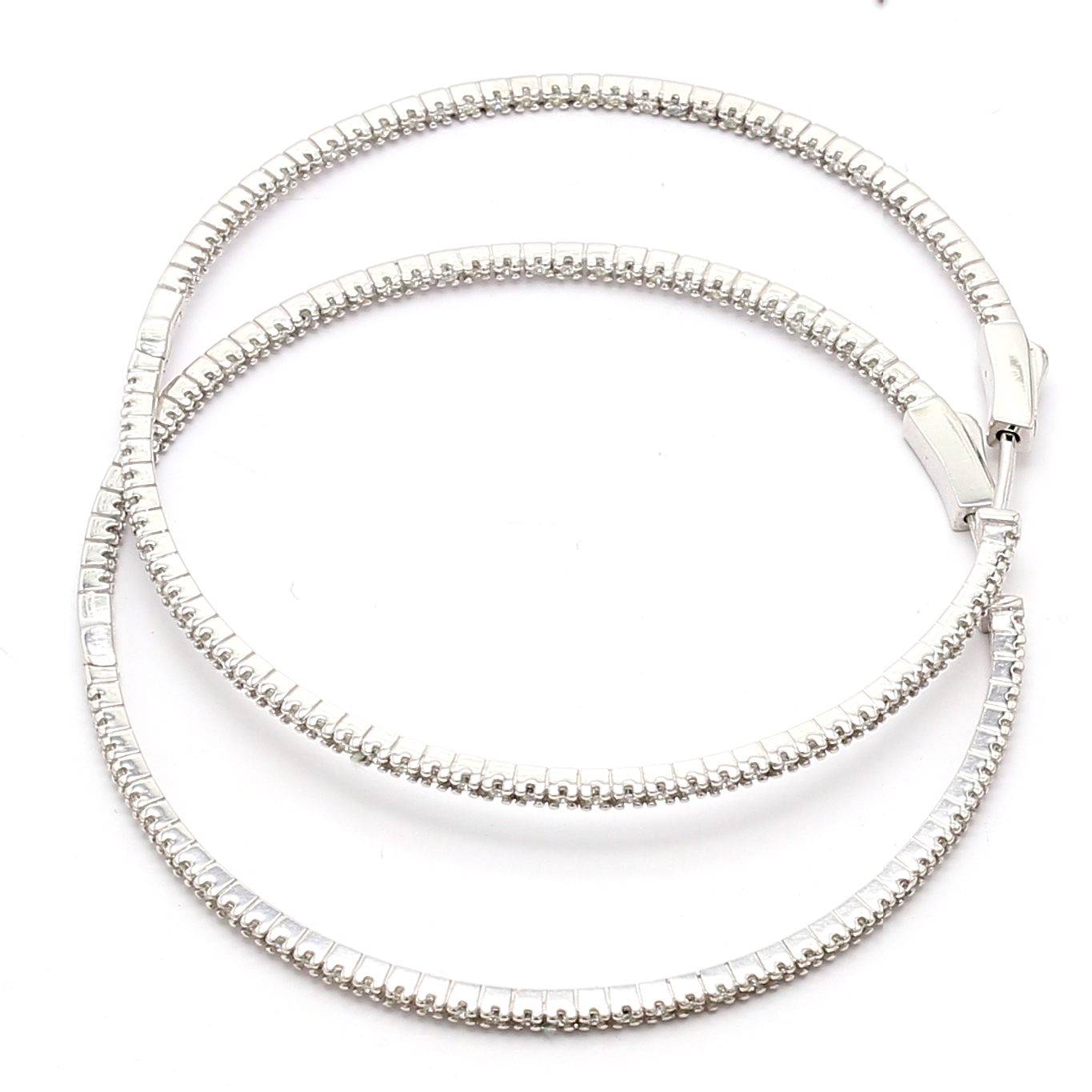 14K White Gold Inside-Out Diamond Hoop Earrings, 1.60 ct tw