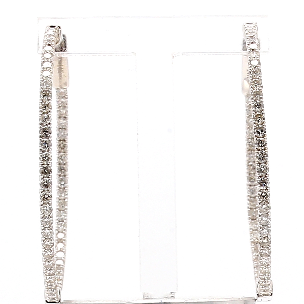 14K White Gold Inside-Out Diamond Hoop Earrings, 1.64 ct tw