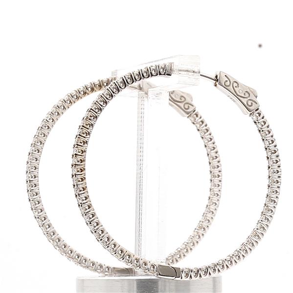 14K White Gold Inside-Out Diamond Hoop Earrings, 1.64 ct tw