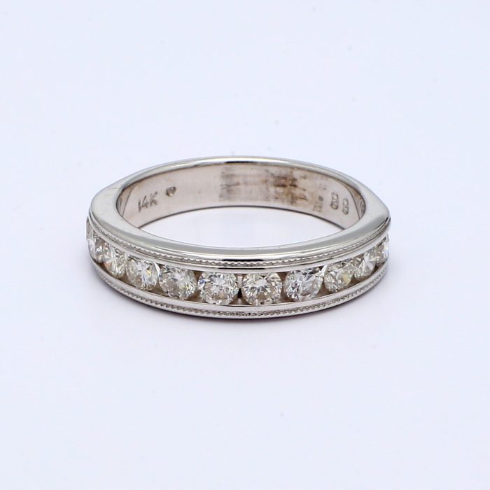 14K White Gold Invisible Set Diamond Band, 1.00 ct tw