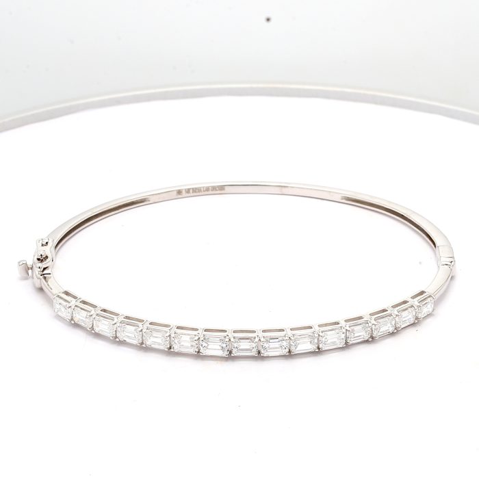 14K White Gold Lab-Grown Diamond Bangle Bracelet, 3.00 ct tw