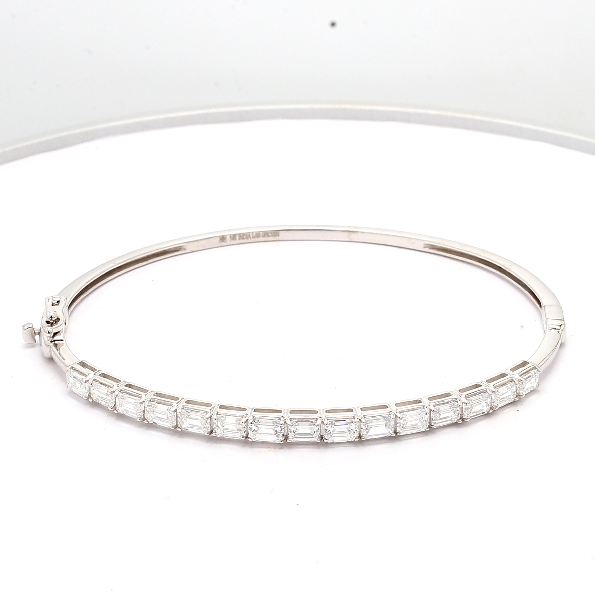 14K White Gold Lab-Grown Diamond Bangle Bracelet, 3.00 ct tw