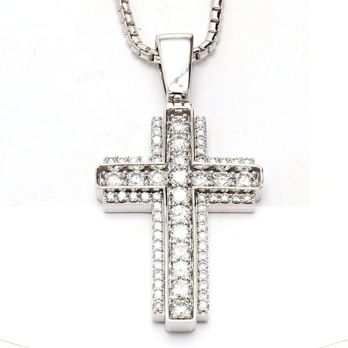 14K White Gold Lab-Grown Diamond Pendant, 3.00 ct tw