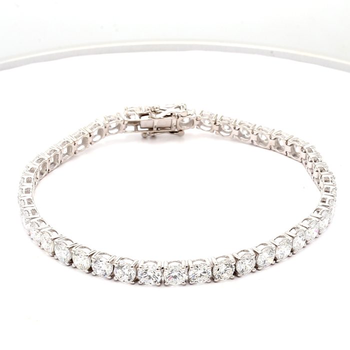 14K White Gold Lab-Grown Diamond Tennis Bracelet, 10.00 ct tw