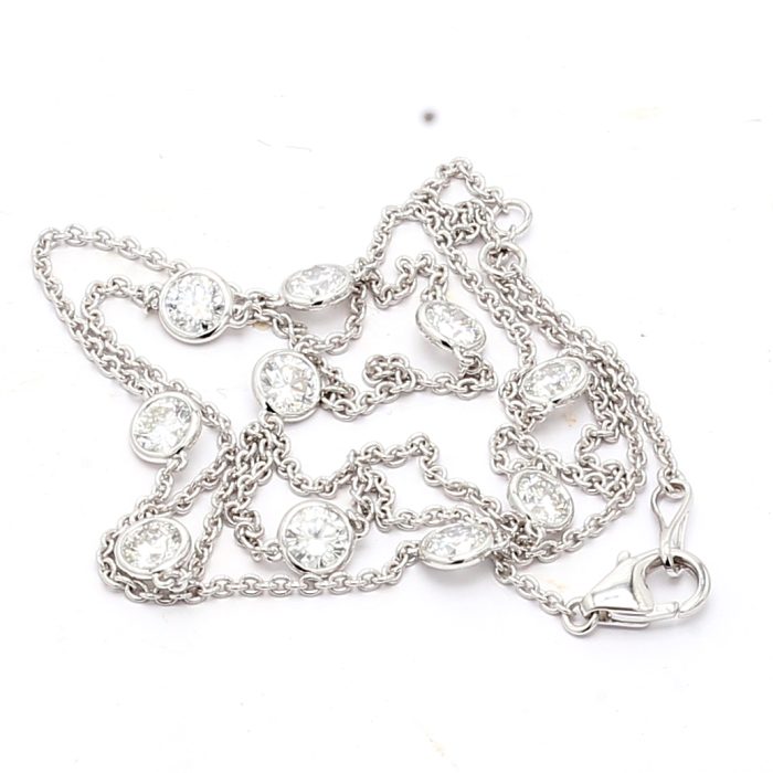 14K White Gold Lab-Grown Diamonds by the Yard Necklace, 2.25 ct tw