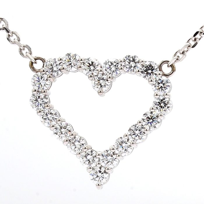 14K White Gold Lab-Grown Heart Diamond Necklace, 4.12 ct tw