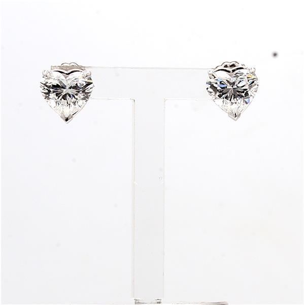 14K White Gold Lab-Grown Heart-Shaped Diamond Stud Earrings, 3.10 ct tw