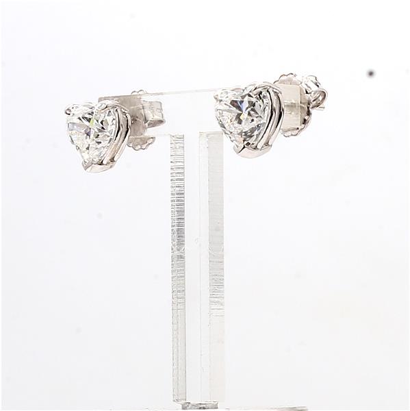 14K White Gold Lab-Grown Heart-Shaped Diamond Stud Earrings, 3.10 ct tw – view 2