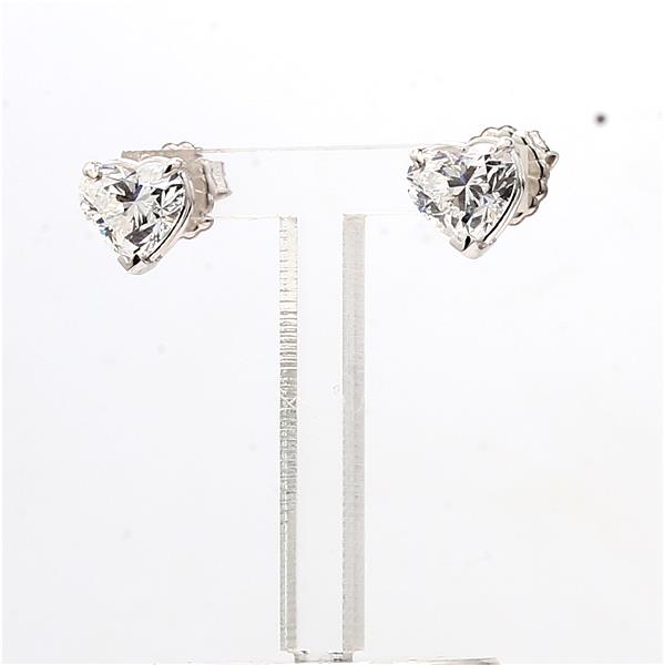 14K White Gold Lab-Grown Heart-Shaped Diamond Stud Earrings, 3.10 ct tw – view 3