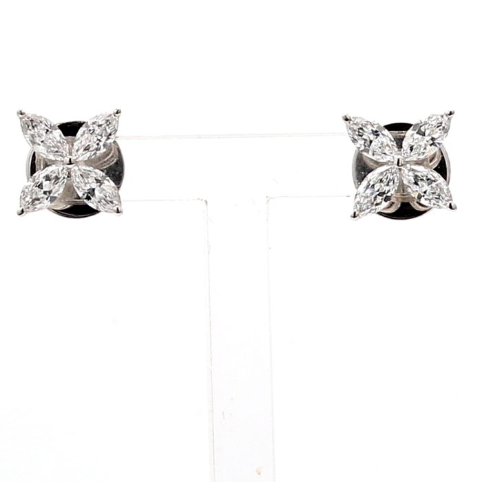 14K White Gold Lab-Grown Marquise Diamond Earrings, 1.00 ct tw