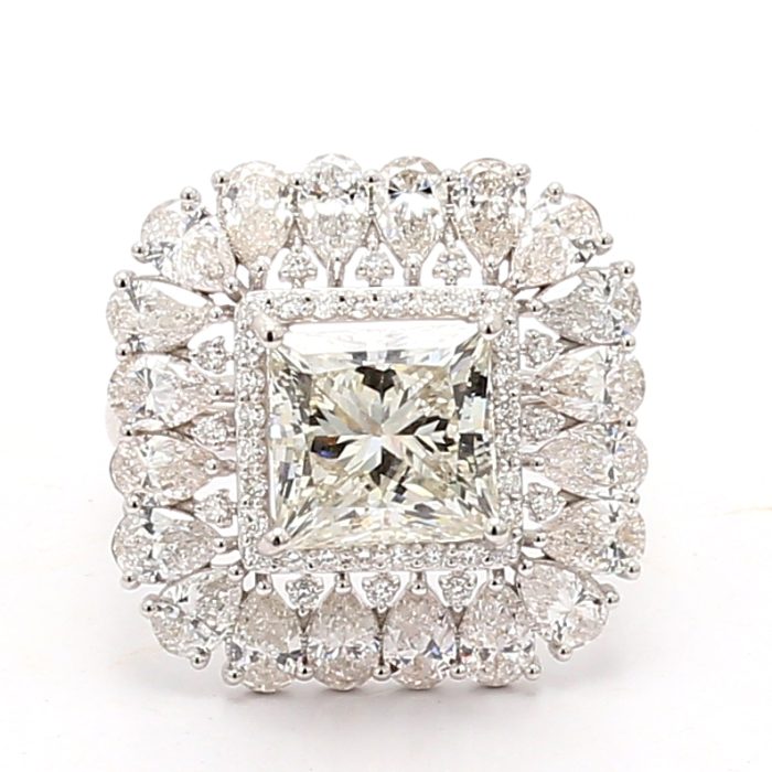 14K White Gold Lab-Grown Mixed-Shape Diamond Ring, 6.90 ct tw