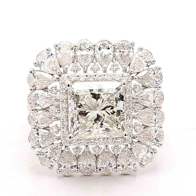 14K White Gold Lab-Grown Mixed-Shape Diamond Ring, 6.90 ct tw