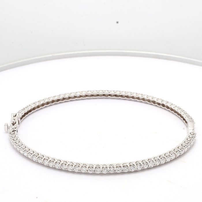 14K White Gold Lab-Grown Round Diamond Bangle, 4.50 ct tw