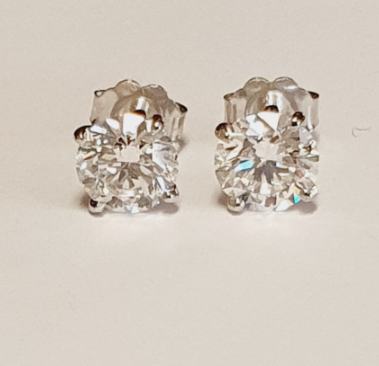 14K White Gold Lab-Grown Round Diamond Stud Earrings, 2.16 ct tw