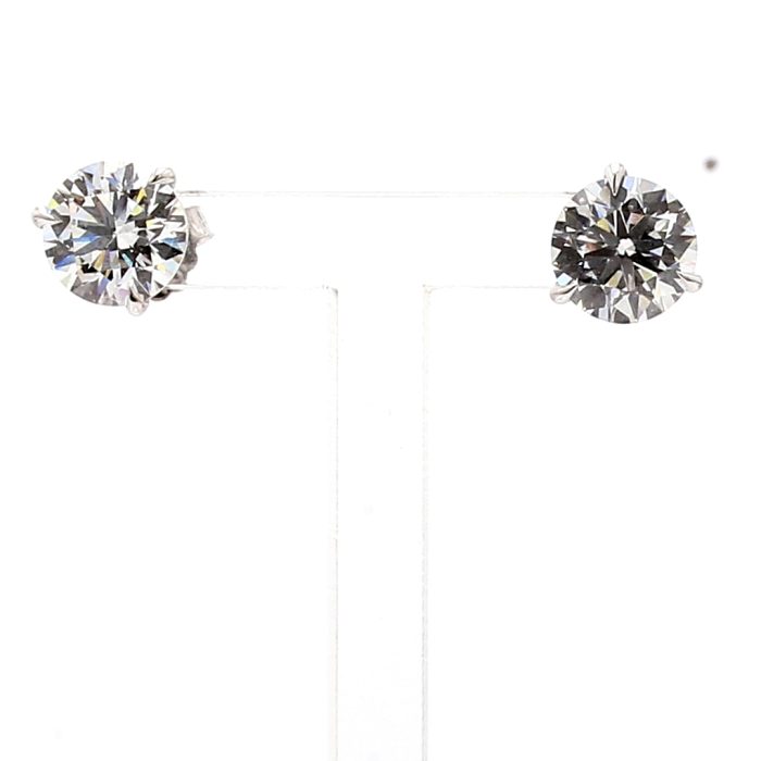14K White Gold Lab-Grown Round Diamond Stud Earrings, 3.01 ct tw