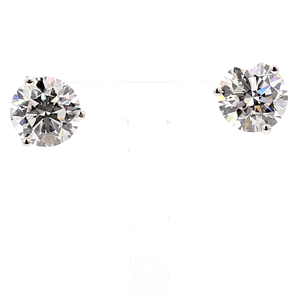 14K White Gold Lab-Grown Round Diamond Stud Earrings, 4.78 ct tw