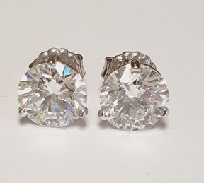 14K White Gold Lab-Grown Round Diamond Stud Earrings, 5.00 ct tw