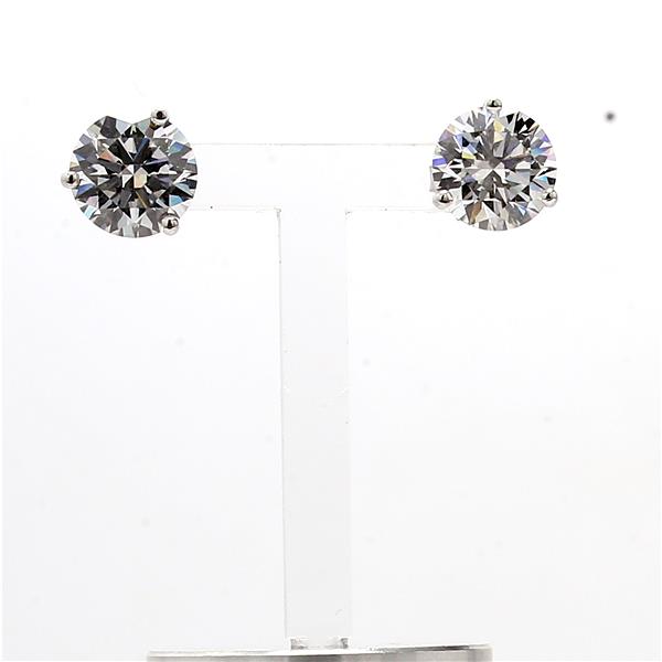 14K White Gold Lab-Grown Round Diamond Stud Earrings, 5.15 ct tw