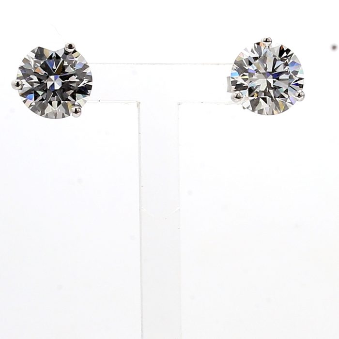 14K White Gold Lab-Grown Round Diamond Stud Earrings, 5.15 ct tw