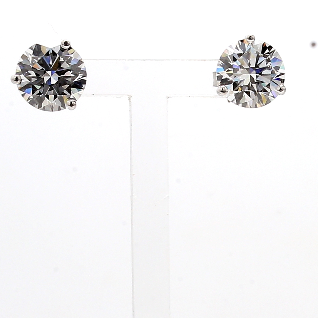 14K White Gold Lab-Grown Round Diamond Stud Earrings, 5.15 ct tw