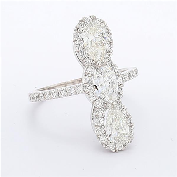 14K White Gold Marquise and Pear Diamond Ring, 2.10 ct tw