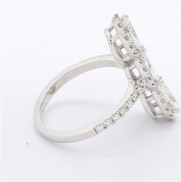 14K White Gold Marquise and Pear Diamond Ring, 2.10 ct tw