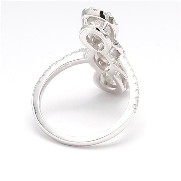 14K White Gold Marquise and Pear Diamond Ring, 2.27 ct tw