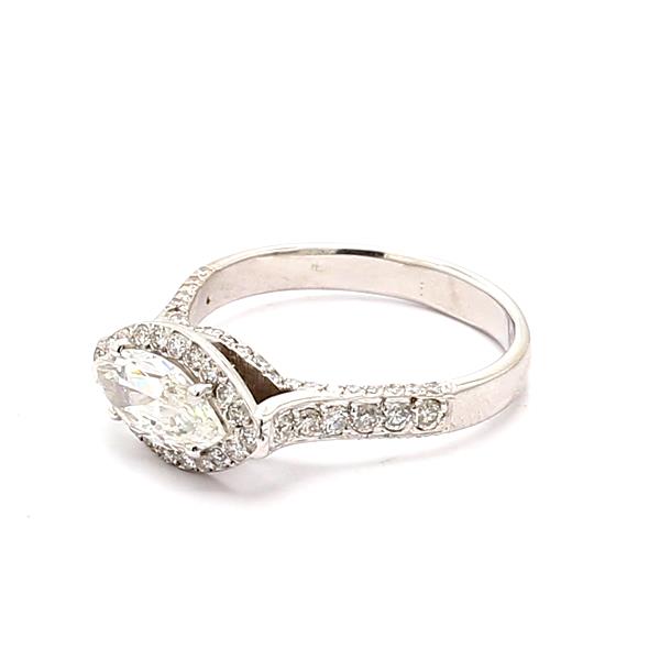 14K White Gold Marquise Diamond Halo Ring, 1.91 ct tw – view 2