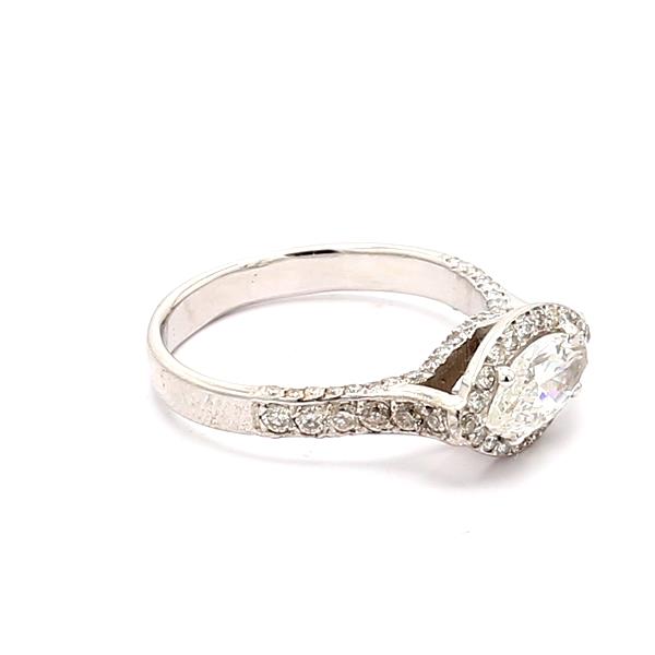 14K White Gold Marquise Diamond Halo Ring, 1.91 ct tw – view 4