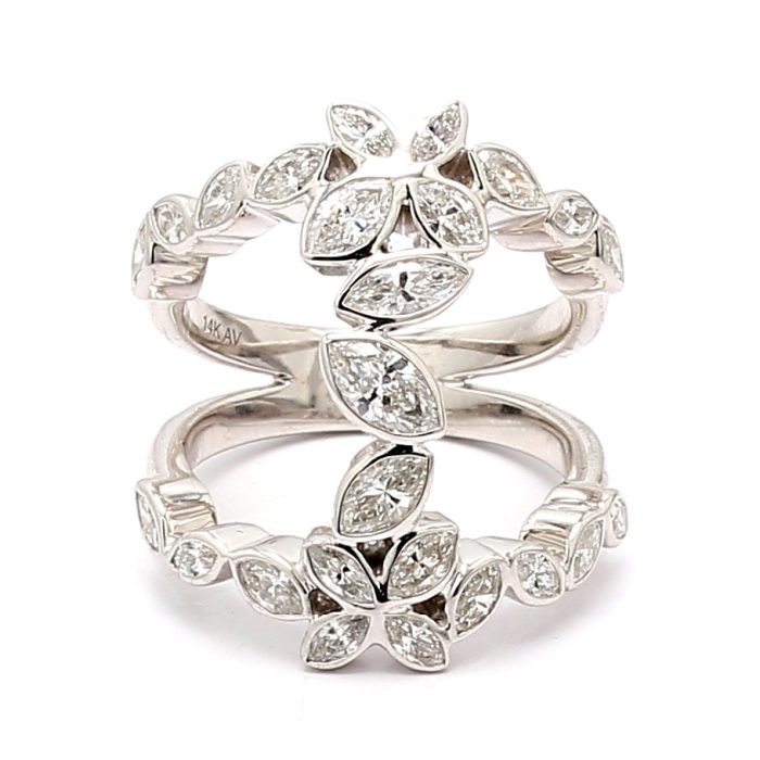 14K White Gold Marquise Diamond Ring, 1.94 ct tw