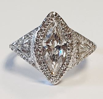14K White Gold Marquise Diamond Ring, 3.00 ct tw