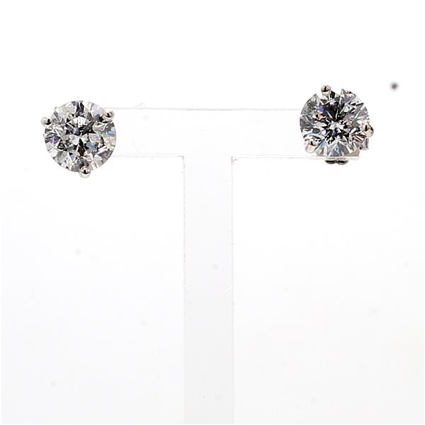 14K White Gold Martini-Set Round Diamond Stud Earrings, 2.33 ct tw
