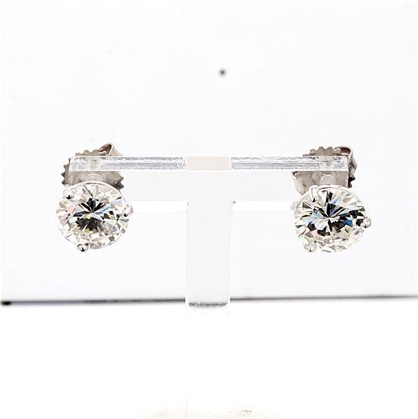 14K White Gold Martini-Set Round Diamond Stud Earrings, 3.09 ct tw