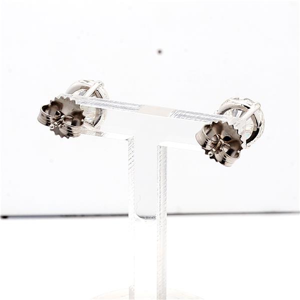14K White Gold Martini-Set Round Diamond Stud Earrings, 3.09 ct tw – view 3