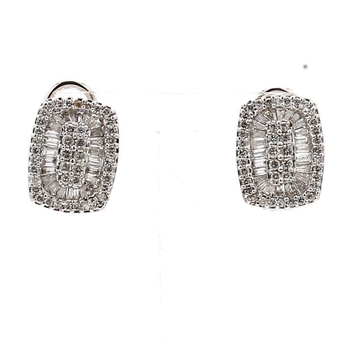 14K White Gold Mixed-Shape Diamond Earrings, 1.50 ct tw