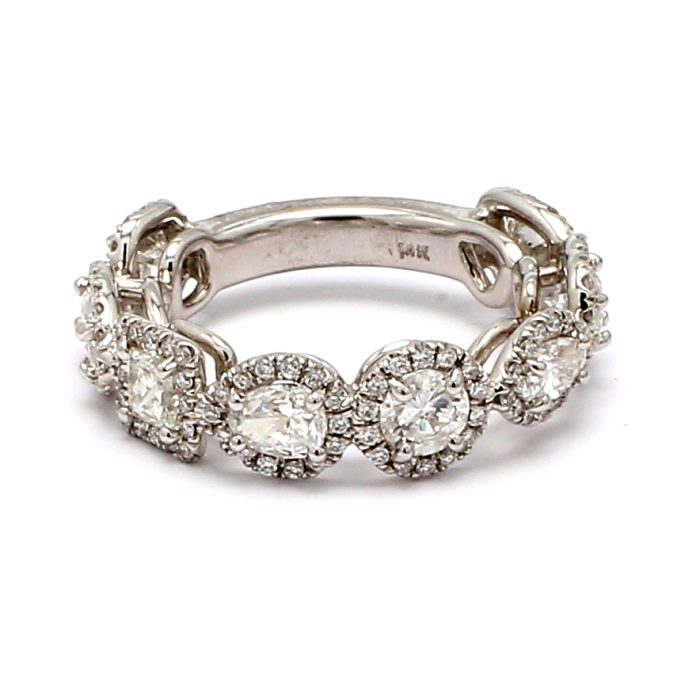 14K White Gold Mixed-Shape Diamond Three-Quarter Band, 2.71 ct tw