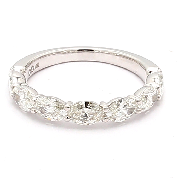 14K White Gold Oval Diamond Band, 1.91 ct tw