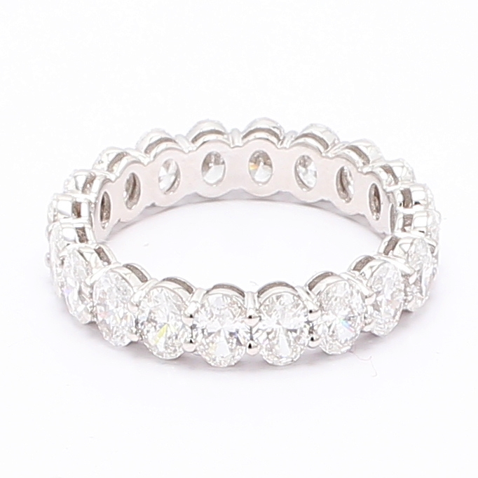 14K White Gold Oval Diamond Eternity Band, 3.20 ct tw