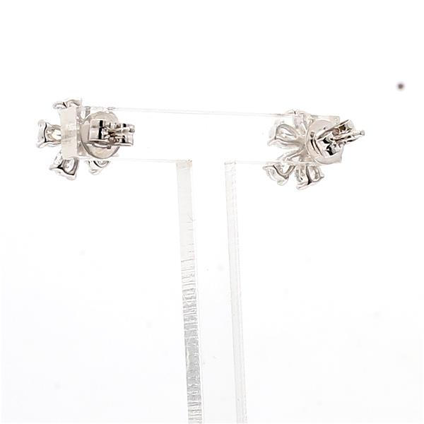 14K White Gold Pavé Diamond Cluster Earrings, 0.89 ct tw