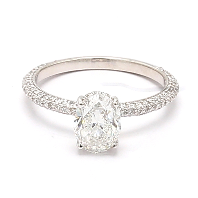 14K White Gold Pavé Diamond Semi-Mount, 0.46 ct tw