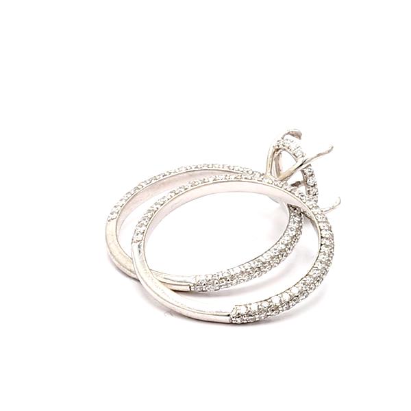 14K White Gold Pavé Diamond Wedding Set, 1.12 ct tw – view 2
