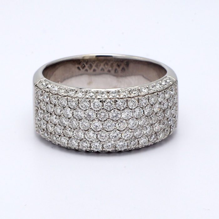 14K White Gold Pavé Half-Way Diamond Band, 2.00 ct tw