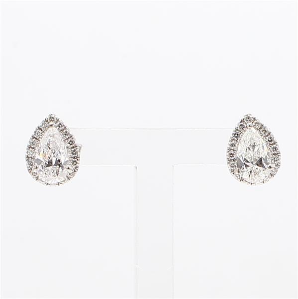 14K White Gold Pear-Shaped Diamond Earrings, 1.16 ct tw