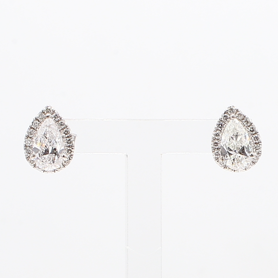14K White Gold Pear-Shaped Diamond Earrings, 1.16 ct tw
