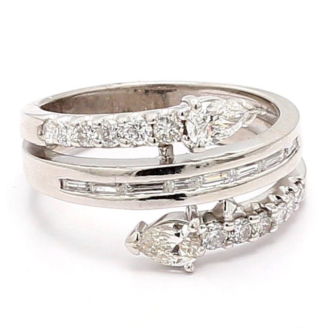 14K White Gold Pear-Shaped Diamond Ring, 1.20 ct tw